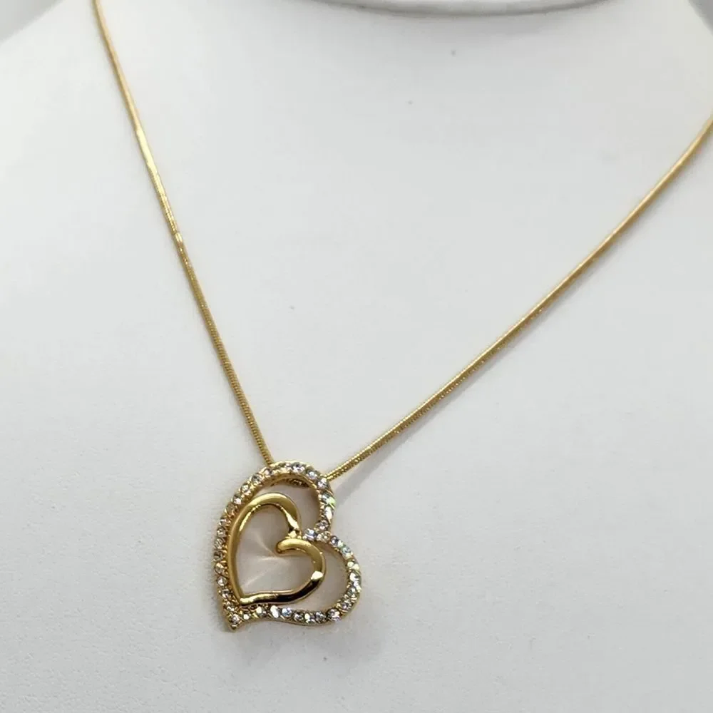 Worthington Gold Tone Double Heart Pendant‎ Necklace
